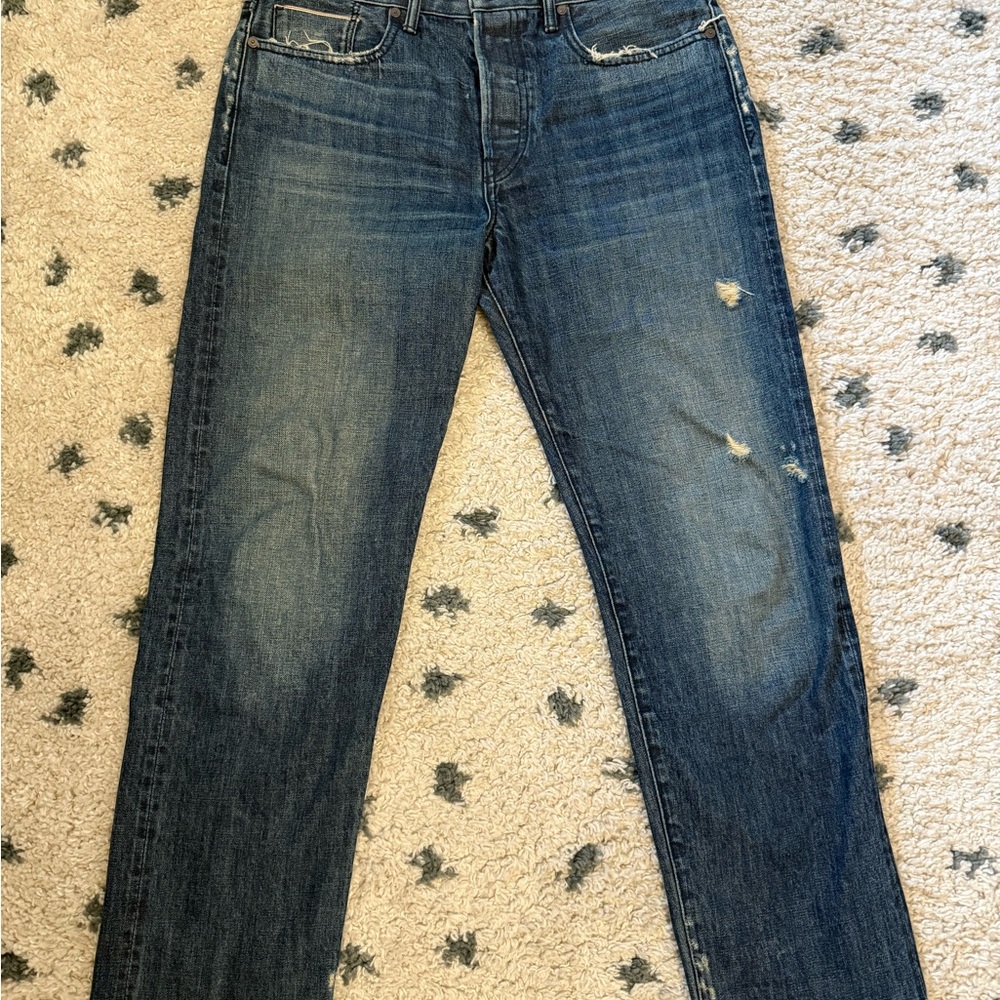 Vince Distressed Boyfriend Jeans w/Raw Hem